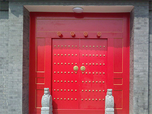 封开中国传统四合院系列朱红色中式木制大门木作